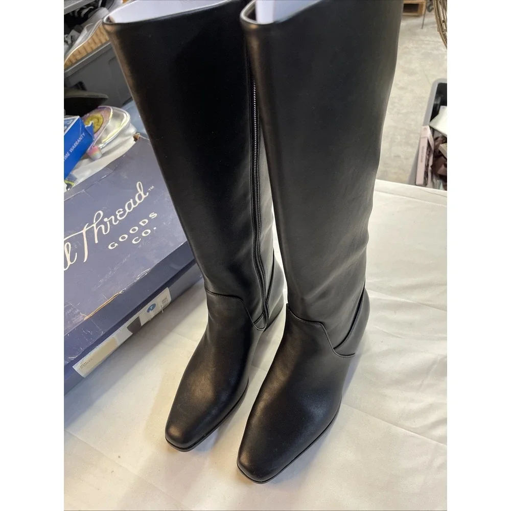 Universal Thread Womens‎ Black Square Toe Knee High Tall Dress RHI Boots Size 7